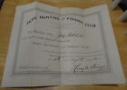 scarce 1892 Peru Indiana Hunting And Fishing Club stock certificate
