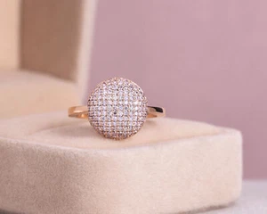 14k Rose Gold Diamond Cluster Ring | 0.82 Ct Natural Faint-Light Pink | SI2-I1 - Picture 1 of 10