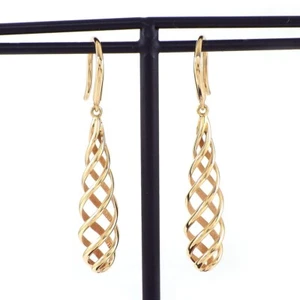 Tiffany & Co. Hook Pierced Earrings Luce Drop Twist Spiral Paloma Picasso 750RG - Picture 1 of 5