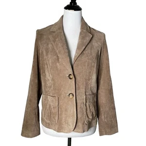 Kim Rogers Blazer Women Size 10 P Brown Velour 2 Button Jacket Academia - Picture 1 of 15