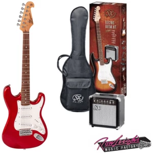 SX SE1SKCAR ‘ST’ Style Electric Guitar Pack with Amplifier in Candy Apple Red - Picture 1 of 1