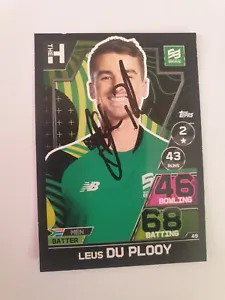 SIGNED TOPPS ATTAX CRICKET CARD-THE HUNDRED 2023-LEUS DU PLOY-SOUTHERN BRAVE,49 - Picture 1 of 1