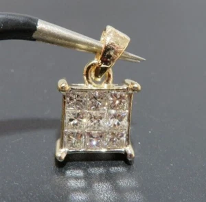 COLGANTE RACIMO DIAMANTE CORTE PRINCESA 14K YG 0,50 tcw 1,42 gramos (AI-2255) - Imagen 1 de 13