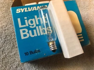 SYLVANIA TUBLULAR CLEAR LIGHT BULBLS 15 WATTS T6 SET OF 10 BULBS - Picture 1 of 3
