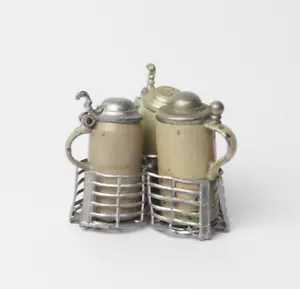 Antique German Dollhouse Gerlach Soft Metal Stein Holder 3 Steins 1:12 Miniature - Picture 1 of 7