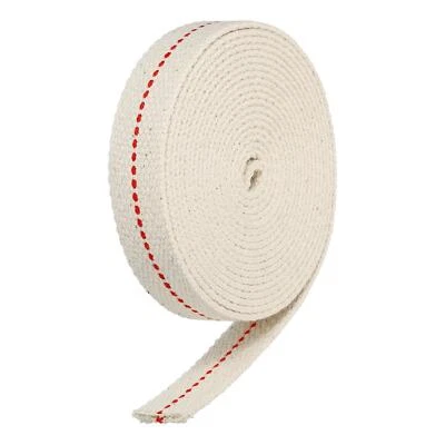 Algodón Aceite Lámpara Mecha 18mm Plano Ancho 3 Metros con Roja Puntada - Imagen 1 de 4