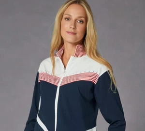 Chaqueta Top D&D Lifestyles Mujer Talla LP Cremallera Completa con Bolsillos Estrás Patriótica - Imagen 1 de 10