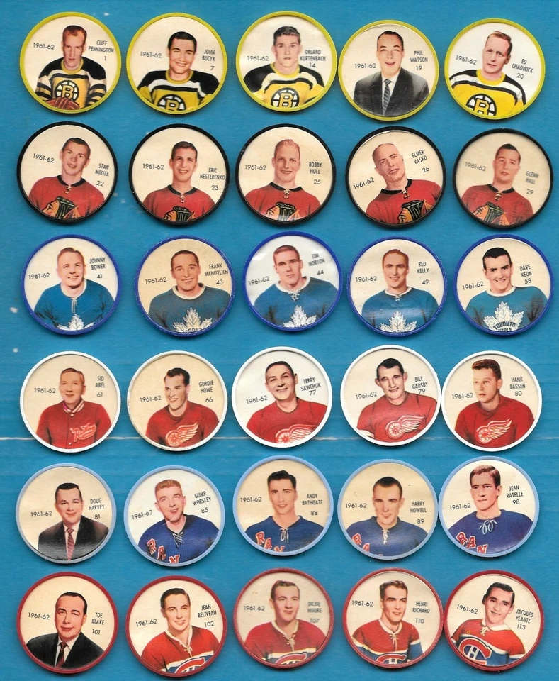 1961-62 JELLY SHIRRIFF SALADA FOODS NHL HOCKEY COIN 61-62 COINS 1-120 SEE LIST - Image 1 of 1