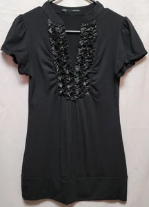 Top de mujer Maurices manga corta con volantes talla S negro - Imagen 1 de 7