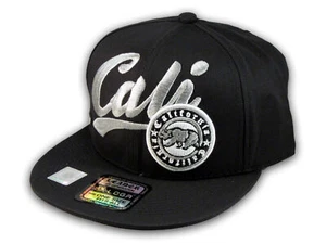 Black California Republic Snapback Embroidered Hat 3D Cali Bear - Picture 1 of 4