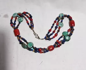 Vintage Multi-precious stones necklace L60cm W123g - Picture 1 of 5