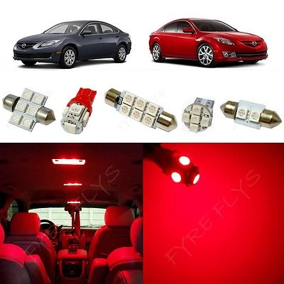 7x Red LED lights interior package kit for 2009-2013 Mazda 6 Mazda6 MS1R - Image 1 of 4