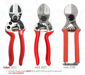 KIT FORBICI DA POTATURA A DOPPIO TAGLIO PROFESSIONALI FALKET, 2100, 2012, 2022 - Imagen 1 de 4