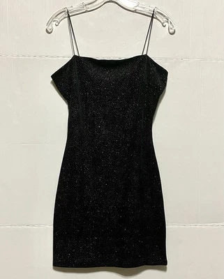 Mini Vestido Windsor Negro Terciopelo BodyCon Para Mujer M Sin Mangas Brillo Cachicho Foto 1 de 4