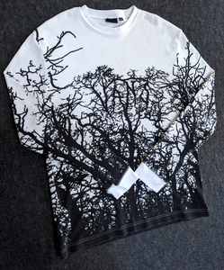 Y2K Vans Waffle Knit Thermal Shirt Sz XL Black White Tree 90s Goth Skater Grunge - Picture 1 of 12