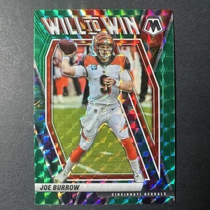 JOE BURROW  2021 Panini Mosaic Will To Win Green Prizm Bengals - Picture 1 of 2