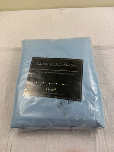 A Plus California King Solid Color Deep Pocket Sheet Set Blue 4 Piece New - Picture 1 of 4