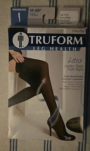 Truform Large Medical Compression Socks 15-20 mmHg Nude Thigh High Closed Toe - Picture 1 of 2