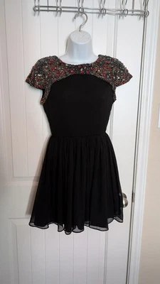 Topshop Women's Elegant Mini Cocktail Black Dress Rhinestone WORN ON TV - Image 1 of 4