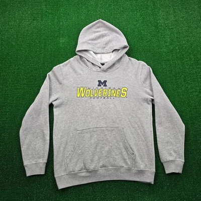 Moletom com capuz Michigan Wolverines futebol meninos jovens pulôver cinza grande - Imagem 1 de 4