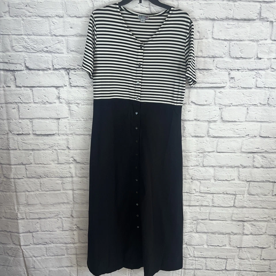 Maxi Vestido Democracy Para Mujer Náutico Costero Informal Elegante Con Botones Talla 12 Foto 1 de 4