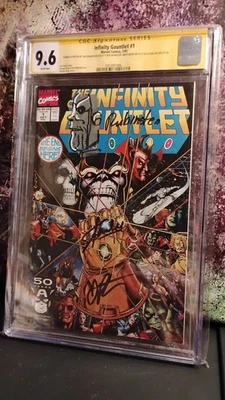 INFINITY GAUNTLET #1 CGC 9.6 SS FIRMADO STAN LEE STARLIN RUBINSTEIN BOCETO ¡RARO! Foto 1 de 4