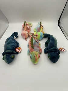 Ty Beanie Baby 9 inch Rainbow The Iguana Chameleon Toy Lot And Iggy - Picture 1 of 15