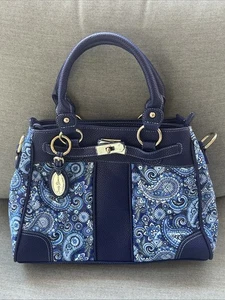 Simply Glamorous Ocean Breeze Stacey Whitmore Paisley Blue Quilted Handbag Purse - Picture 1 of 6