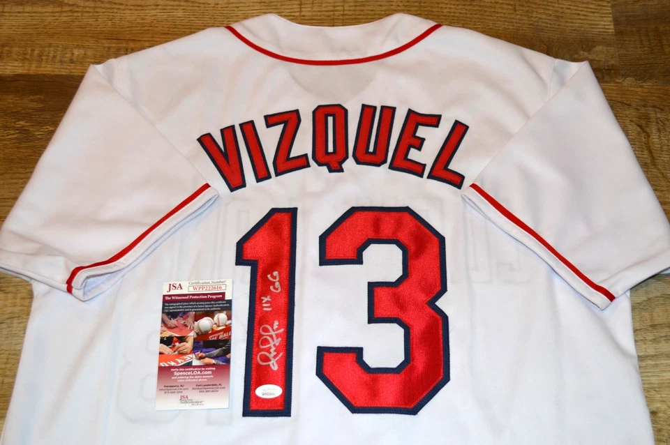 OMAR VIZQUEL "11X GG" Autographed Auto Jersey Cleveland Indians White JSA COA - Image 1 of 1