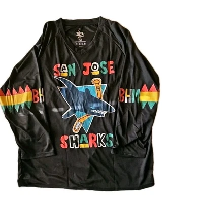 Camiseta deportiva de diseño gráfico de los tiburones de San José para hombre XL negra mes de la historia Foto 1 de 4