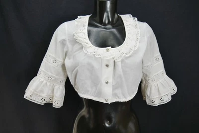 Gr.40 Dirndlbluse weiß Bluse für Dirndl Hanne Modell Spitze und Stickerei B11302 - Bild 1 von 4