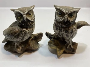 Vintage Set of 1970's Homco Great Horned Owls Porcelain Figurines #1114 - Picture 1 of 8