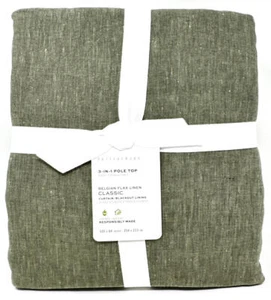 New~Pottery Barn Belgian Flax Linen Curtain Drape BLACKOUT~100x84~Loden Green - Picture 1 of 2