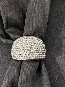 Anillo cúpula pavimentado cristal transparente de acero inoxidable vintage JCM talla 8 - Imagen 1 de 10