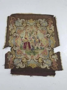 Antique 18thC French Needlepoint Tapestry Panel Courting Couple Scene 31x25 in - Picture 1 of 12