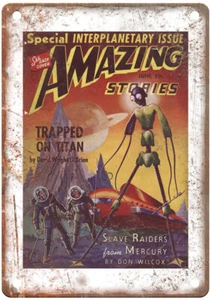 1940 Pulp Cover Amazing Stories v14 n06 Retro Look Reproduktion Blechschild J1053 - Bild 1 von 2