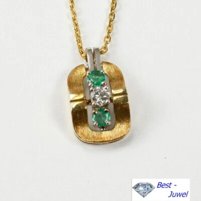 Anhänger 585 Gold 14 Karat  Smaragd 0,20 ct.  Brillant 0,14 ct. - Bild 1 von 2