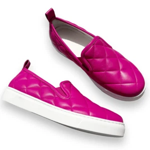 M. Gemi The Maddalena Magenta Pink Quilted Leather Slip-On Sneaker Women’s 38.5 - Picture 1 of 12