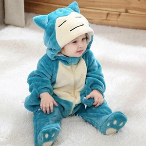 Snorlax Romper Baby 0-3 Years Cute Anime Jumpsuit Soft Flannel Pajama Onepiece - Bild 1 von 7