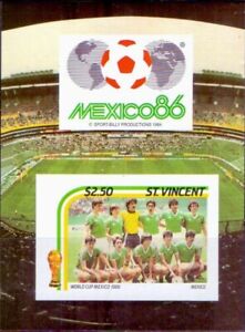 St Vincent MNH S/S 1986 Mexico FIFA World Cup Azteca Stadium Hugo Aguirre Bora