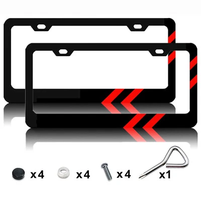 Cubierta metálica marco matrícula coche cabina roja 2 piezas para Dodge Ram 1500 2500 3500 Foto 1 de 4