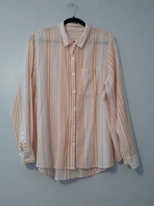 Sundance Women's Blouse XL Semi Sheer Peach Striped Crinkle Look Pleat - Picture 1 of 12