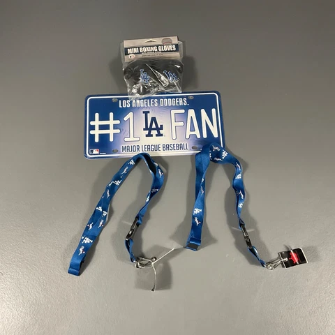 Los Angeles Dodgers MLB Ultimate Fan Gift Lot Gloves, License Plate, & Keychain Cover