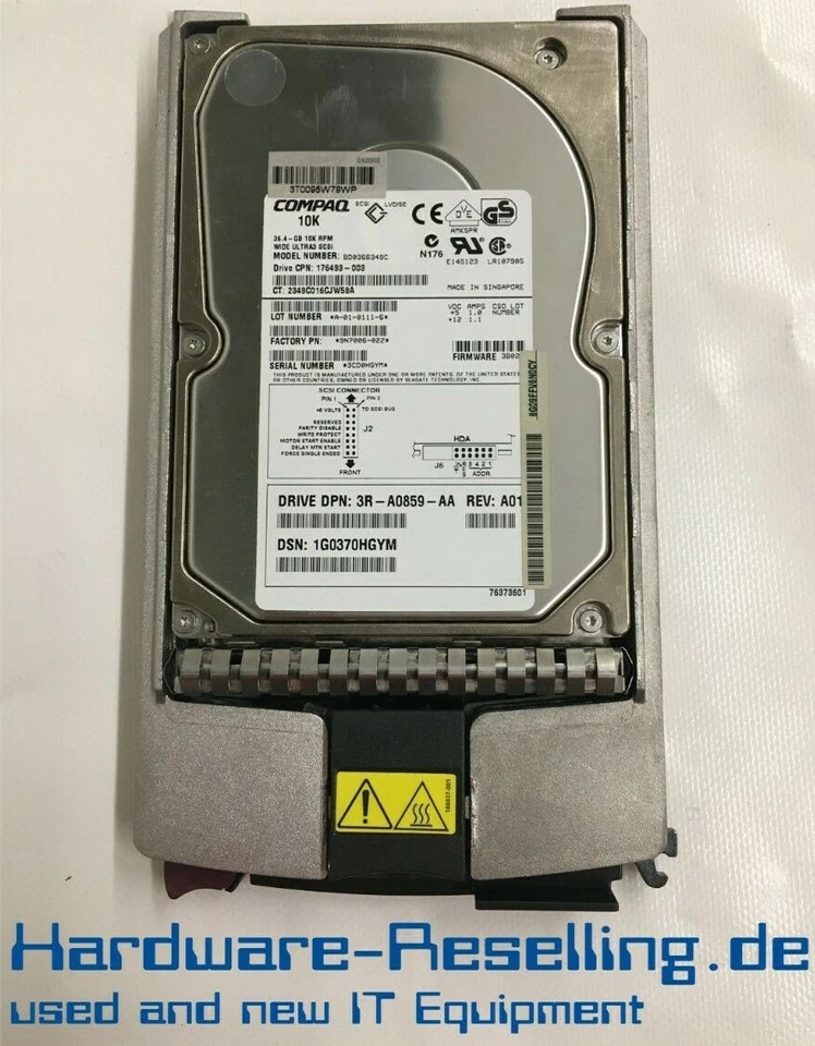 Compaq SCSI 3,5 " - 36GB - 10K RPM - 160Mbps - BD0366349C 289241-001 286774-005 - Immagine 1 di 1