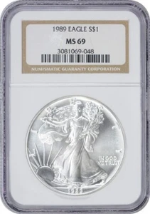 1989 American Silver Eagle Dollar MS69 NGC - Picture 1 of 2