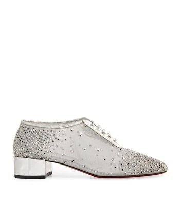 $1495 Christian Louboutin DEGRAGINZBAR Derby Strass Cristal Zapatos con Cordones Talla 8 Foto 1 de 4
