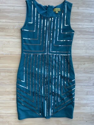 Nicole Miller Girls Green with Gold Sequin Size M Dress Great Condition! - Image 1 of 4