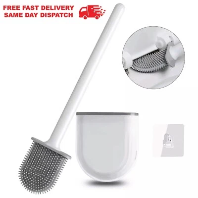 STURGA Silicone Toilet Brushes with Toilet Brush Holder Wall Hanging Bathroom Cleaning