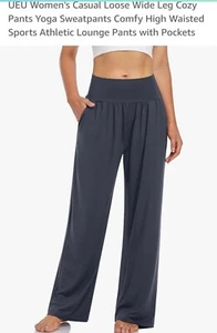 UEU Women's Loose Wide Leg Cozy Pant Yoga Comfy High Waist With Pockets Size... - Picture 1 of 1