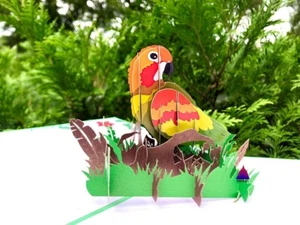 3D Pop Up Greeting Card Bird Parrot Pet Birthday Mother Mom Spring Summer Nature - Picture 1 of 11